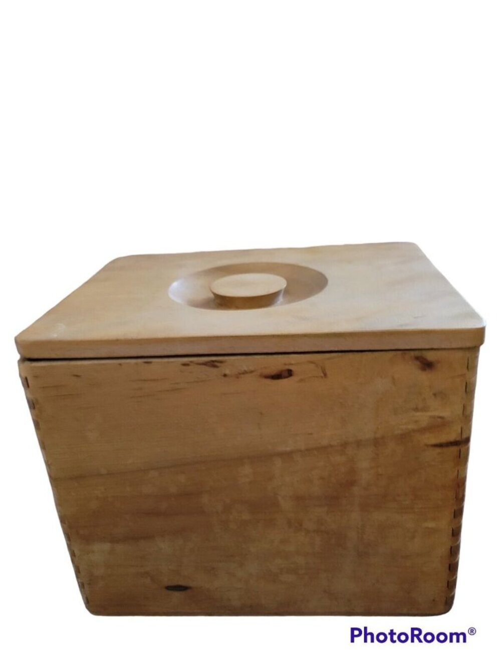 Plain Large Wooden Canister Dovetail Edge Box Sans Rooster Lid Japan Vtg 8x6x6in